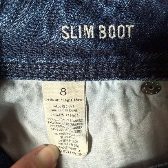 American Eagle Low Rise Slim Boot Cut Jeans SZ 8 Dark Wash Y2K - Picture 3 of 11